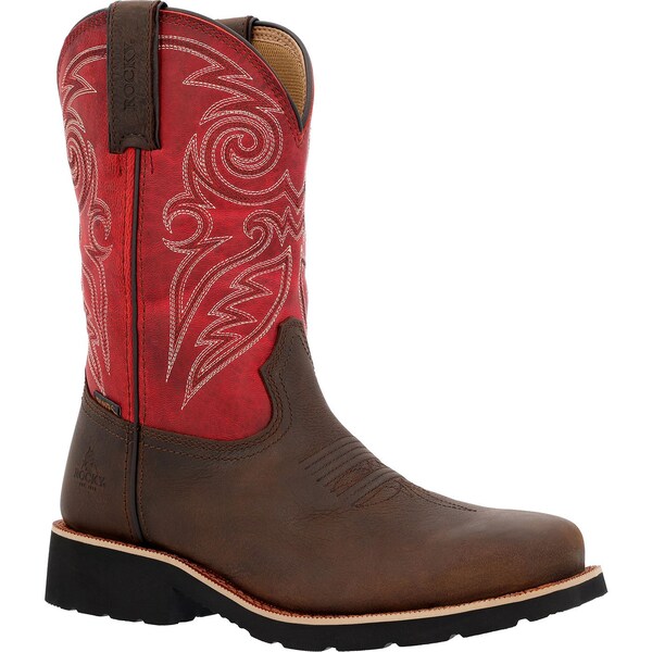 Rocky Women's Western Boot, 8 M, 11 in H, Magenta and Brown - RKW0455