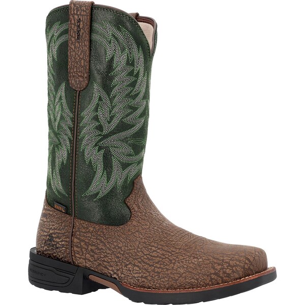 Rocky Rocky Bronco, Men's 12 in Nano Composite Toe Toe Western Boot, Brown and Green, 10, W, RKW0454 - RKW0454