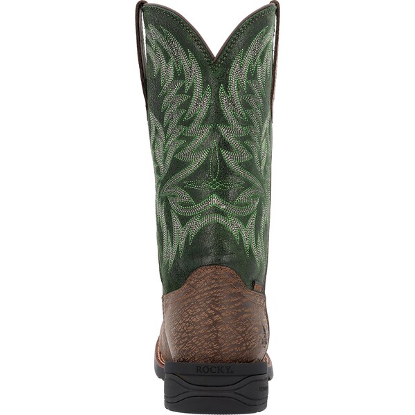 Rocky Rocky Bronco, Men's 12 in Nano Composite Toe Toe Western Boot, Brown and Green, 10, W, RKW0454 - RKW0454