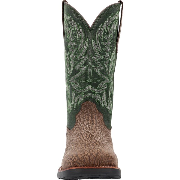 Rocky Rocky Bronco, Men's 12 in Nano Composite Toe Toe Western Boot, Brown and Green, 10, W, RKW0454 - RKW0454