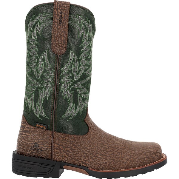 Rocky Rocky Bronco, Men's 12 in Nano Composite Toe Toe Western Boot, Brown and Green, 10, W, RKW0454 - RKW0454