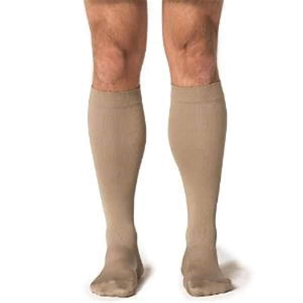 Sigvaris Midtown Microfiber 20-30 mmHg Closed Toe Mens Calf- Large- Long - Tan-Khaki - 822CLLM32