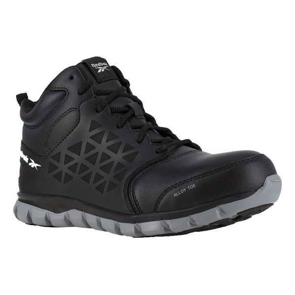 Reebok Men's Athletic High-Top Shoe, Alloy Toe, Leather Upper, Rubber Outsole, Lace Up, Black, 11 1/2 M - RB4142