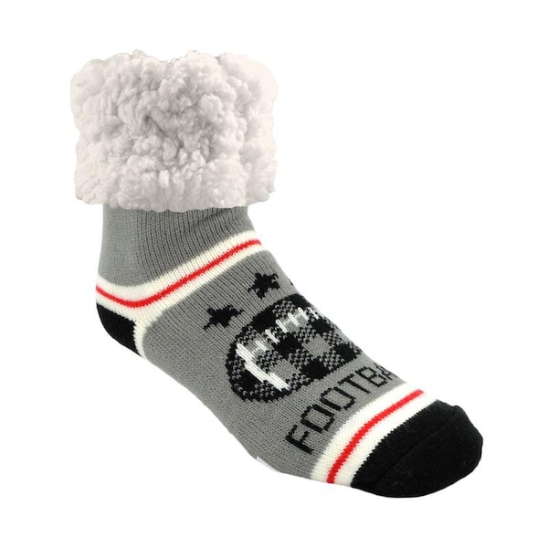 Pudus Unisex Classic Football One Size Fits Most Slipper Socks Gray - FB-GRY-C