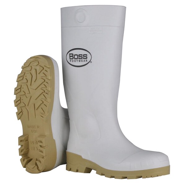 Boss Boss Unisex PVC Plain Boots White 11 US Waterproof 1 pair 16 in. - B380-9005/11