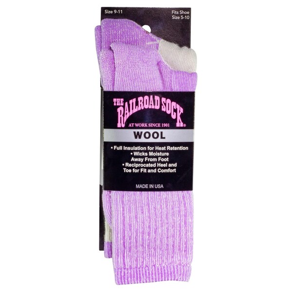 Railroad Sock Women's Antarctic Wool Boot Socks, Size 5-10, Lavender, 2PK - 667 LA