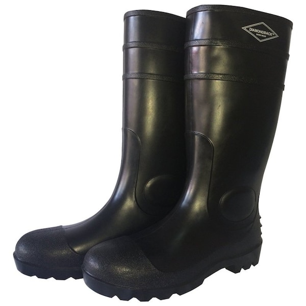 Diamondback Knee Boots, 9, Black, PVC Upper, Slip on Boots Closure - L-G06B9