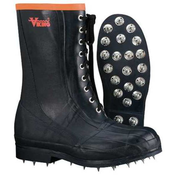 Viking Spiked Forester, Men's Logger Boot, 7 M, Rubber, 11 in Height, Black - VW56-7