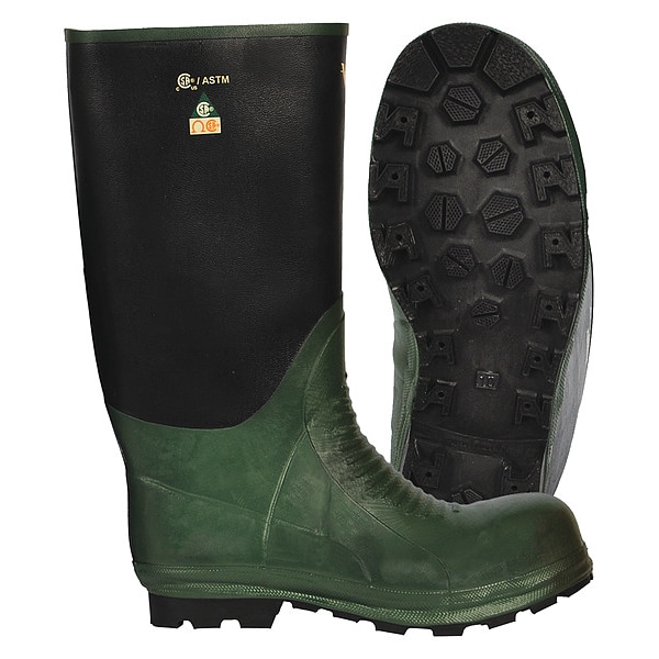 Viking Unisex Tall Rubber Boots, 10 Steel Toe, 15" H, Green/Black, VW8-3 - VW8-3-10