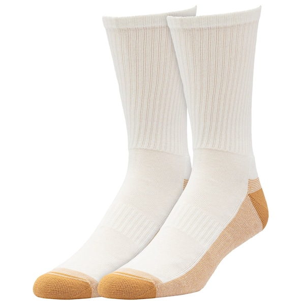 Railroad Sock Men's Copper Infused Crew Socks, Size 6-12 M, White/Copper, 1PR - 4002 WT