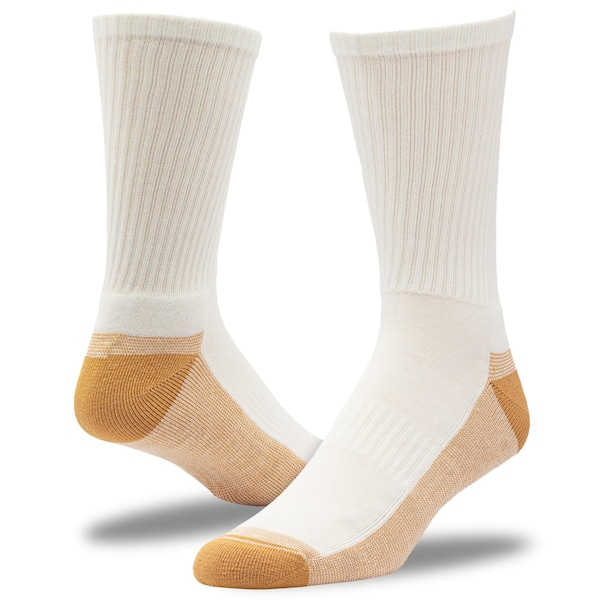 Railroad Sock Men's Copper Infused Crew Socks, Size 6-12 M, White/Copper, 1PR - 4002 WT