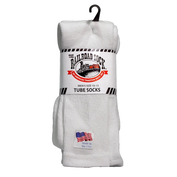 Railroad Sock Men's Tube Socks, Size 6-14 Pair M, White, 3PK - 6055.3