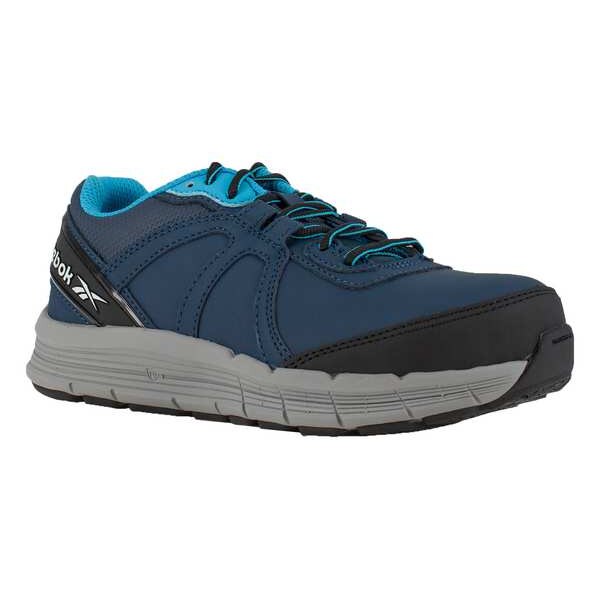Reebok Women's Athletic Shoe, Steel Toe, Leather, Mesh Upper, Rubber Outsole, Lace Up, Light Blue/Navy, W - RB354