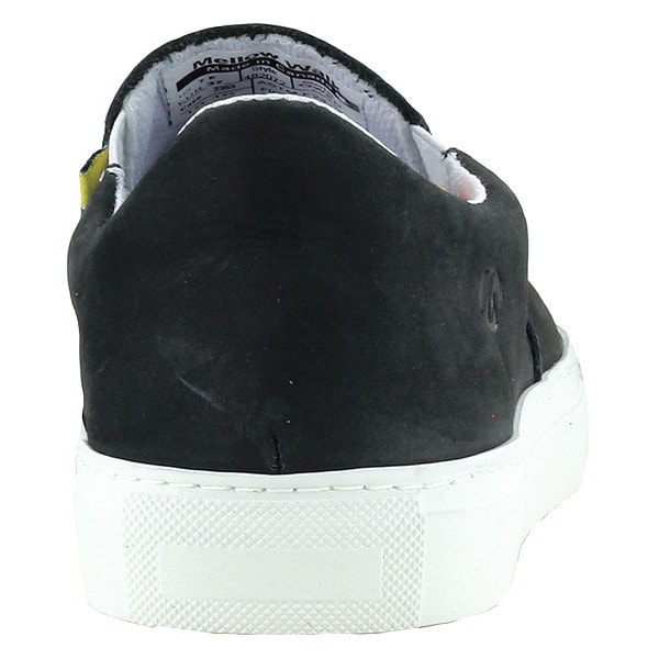Mellow Walk Women's Athletic Shoe, Steel Toe, Leather Upper, Rubber Outsole, Slip On, Black, 9 E - 482072