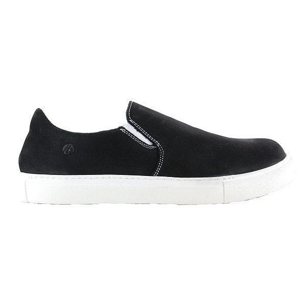 Mellow Walk Women's Athletic Shoe, Steel Toe, Leather Upper, Rubber Outsole, Slip On, Black, 9 E - 482072