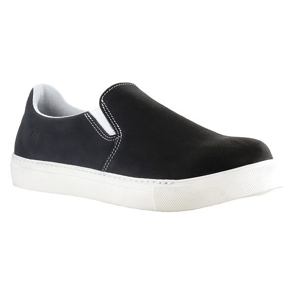 Mellow Walk Women's Athletic Shoe, Steel Toe, Leather Upper, Rubber Outsole, Slip On, Black, 9 E - 482072