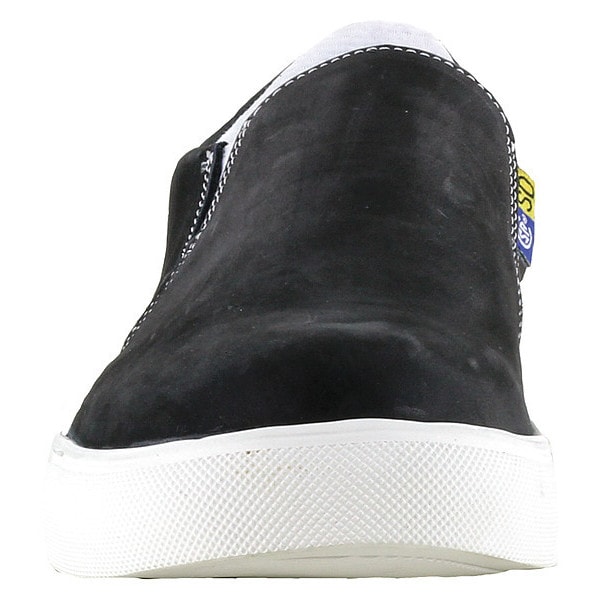 Mellow Walk Women's Athletic Shoe, Steel Toe, Leather Upper, Rubber Outsole, Slip On, Black, 9 E - 482072