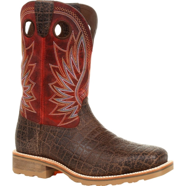 Durango Men's Waterproof Western Work Boot, 11 M, Steel Toe, 11 in H, Safari Elephant/Crimson, DDB0301 - DDB0301