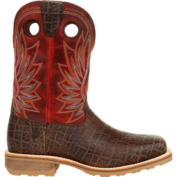 Durango Men's Waterproof Western Work Boot, 11 M, Steel Toe, 11 in H, Safari Elephant/Crimson, DDB0301 - DDB0301