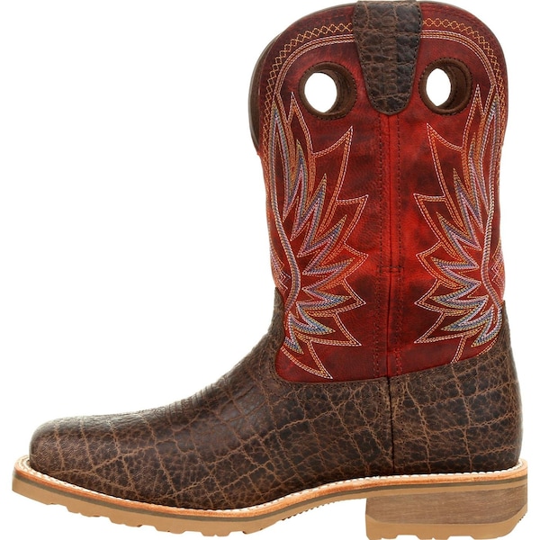 Durango Men's Waterproof Western Work Boot, 11 M, Steel Toe, 11 in H, Safari Elephant/Crimson, DDB0301 - DDB0301