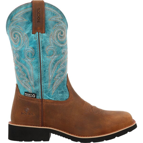 Rocky Men's Western Boot, 9.5 M, 12 in H, Brown and Robin Blue - RKW0441