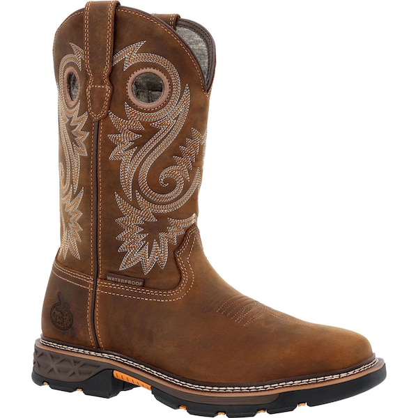 Georgia Boot Men's Waterproof Western Work Boot, 9.5 W, Alloy Toe, 11 in H, Crazy Horse, GB00622 - GB00622