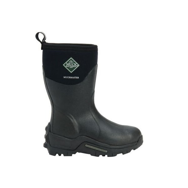 Muck Boot Co Men's MuckMaster Mid Rubber Boot, Plain Toe, 12 in Height, Black, 11 - MMM-500A-BLK-110