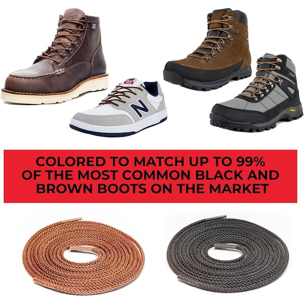 Ironlace Unbreakable Round Bootlaces - Indestructible, Waterproof & Fire Resistant Brown Shoe Laces 33" - 30002