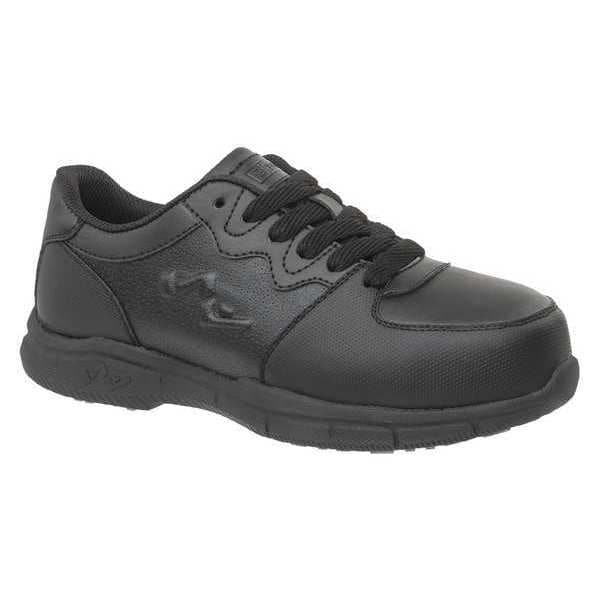 S Fellas By Genuine Grip Women's Athletic Shoe, Composite Toe, Leather Upper, Rubber Outsole, Lace Up, Black, 9 1/2 Medium - 520-9.5M