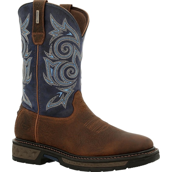 Georgia Boot Carbo-Tec LT, Waterproof Pull-On Work Boot, 10 M, 11 in Height, Brown, Navy - GB00435  M  100