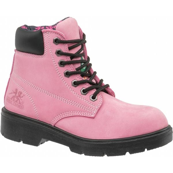 Moxie Trades Women's Work Boot, 9 D, Steel Toe, 6" H, Pink, 50162 - 50162