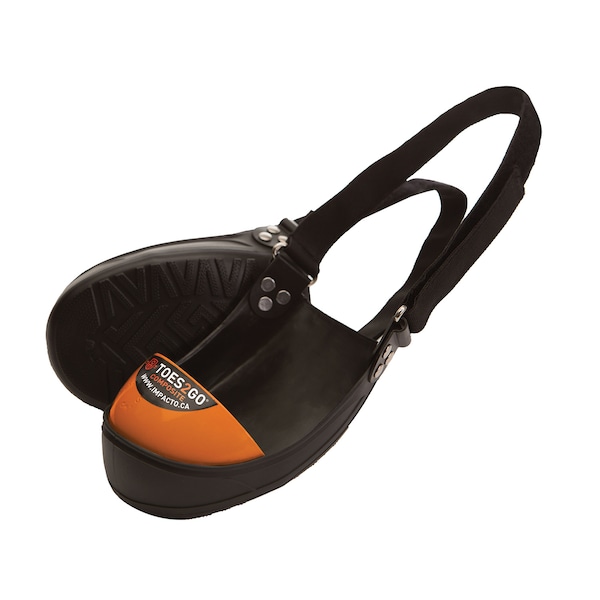 Impacto Toe Cap Overshoes, Composite Toe, 3 in Height, Ribbed Sole, Black, Orange, L - T2GCOMPL
