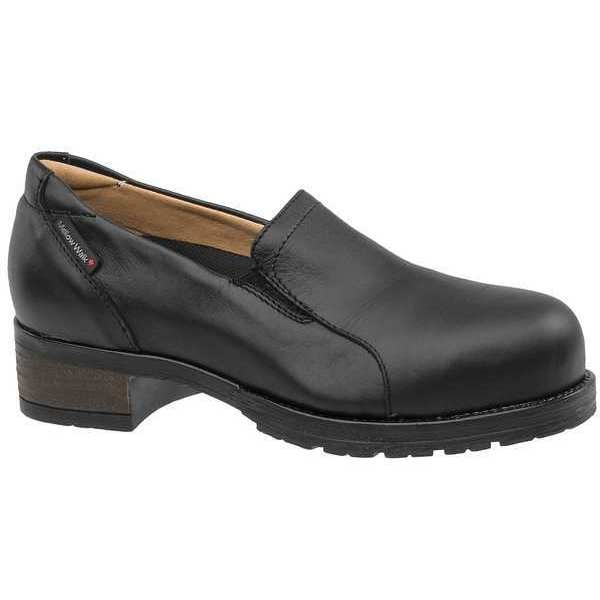 Mellow Walk Women's Loafer Shoe, Steel Toe, Leather Upper, Rubber Outsole, Slip On, Black, 8 1/2 D - 402109