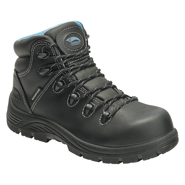 Avenger Safety Footwear Women's 6-Inch Work Boot, Composite Toe, Leather Upper, Polyurethane Outsole, Lace Up, Black, 6 W - A7127