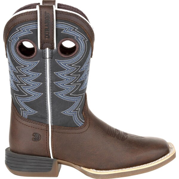 Durango Kids Western Boot, 6.5 M, Leather, 8 in H, Belgian Brown/Denim Blue - DBT0218Y