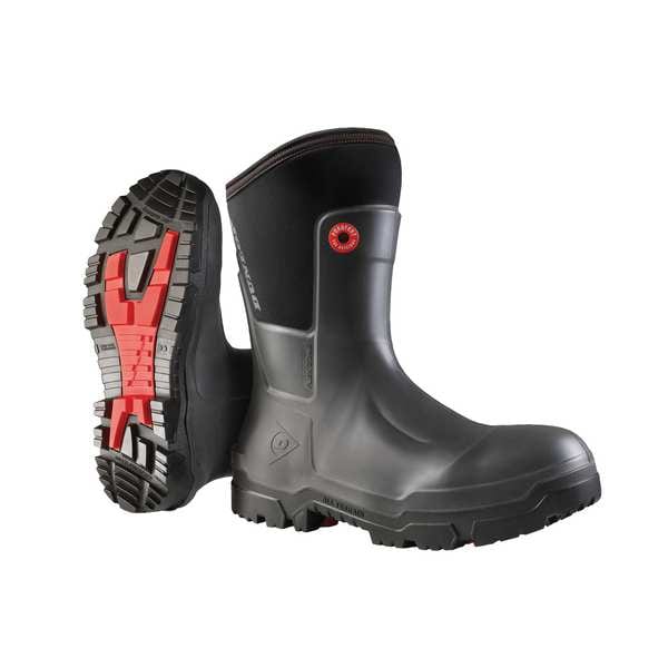 Dunlop Unisex Craftsman Full Safety Mid Rubber Boot, Composite Toe, Black, Men's 11, Women's 13 - ND68A93.CH