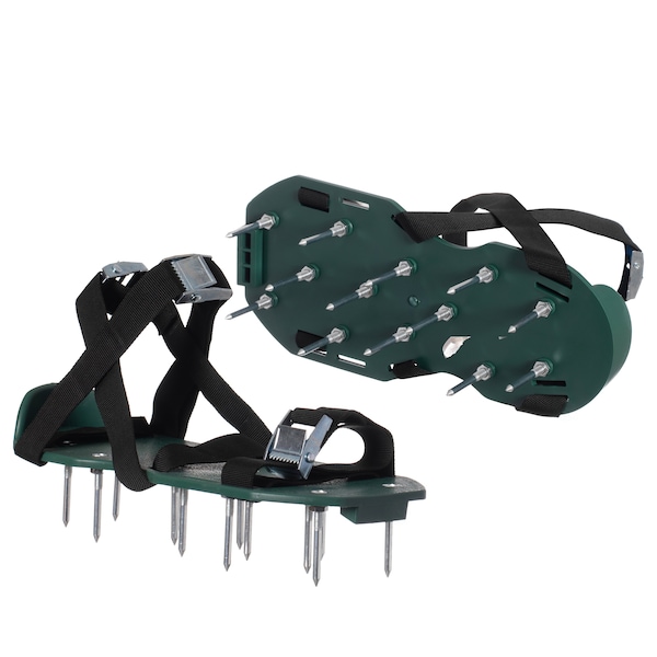 Gardenised Lawn and Garden Aerator Spike Shoe With 3 Metal Buckle Straps, Green Spiked Sandal - QI004603.GN