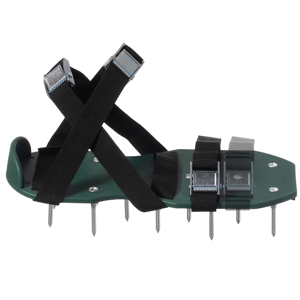 Gardenised Lawn and Garden Aerator Spike Shoe With 3 Metal Buckle Straps, Green Spiked Sandal - QI004603.GN