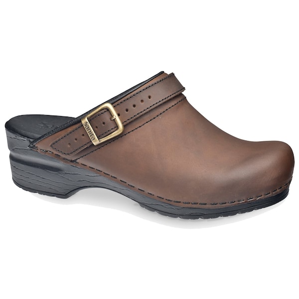 Sanita MORSE Women's Leather Open Back Clog in Antique Brown, Size 4.5-5, PR - 1200038-078-36