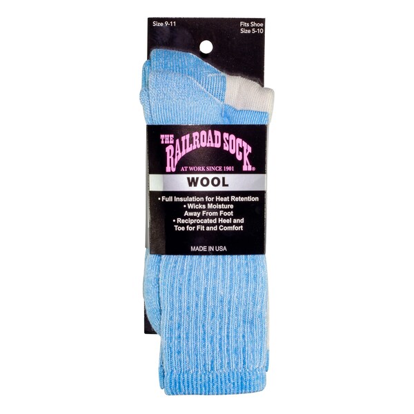 Railroad Sock Women's Antarctic Wool Boot Socks, Size 5-10, Carolina Blue, 2PK - 667 BL