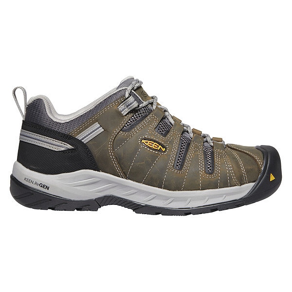 Keen Men's Hiker Shoe, Steel Toe, Leather, Mesh Upper, Rubber Outsole, Lace Up, Gargoyle/Paloma, 10 1/2 - 1023267