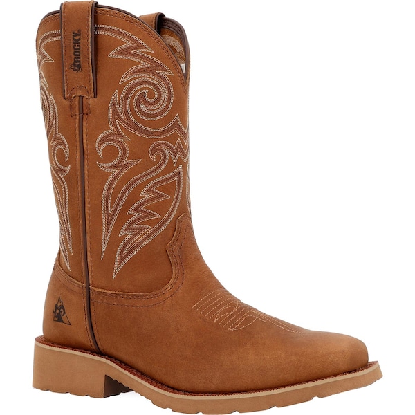 Rocky Western Boot, 12 W, Leather, 12 in H, Cognac - RKW0433