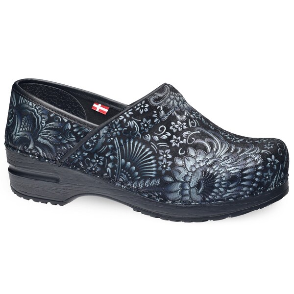 Sanita BOTEH Women's Suede Leather Closed Back Clog in Blue Paisley, Size 7.5-8, PR - 479106-029-39
