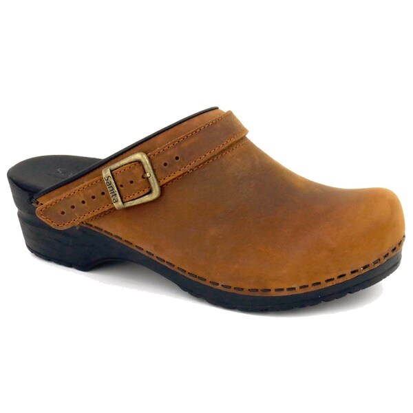 Sanita MORSE Women's Leather Open Back Clog in Chestnut, Size 5.5-6, PR - 1200038-003-37