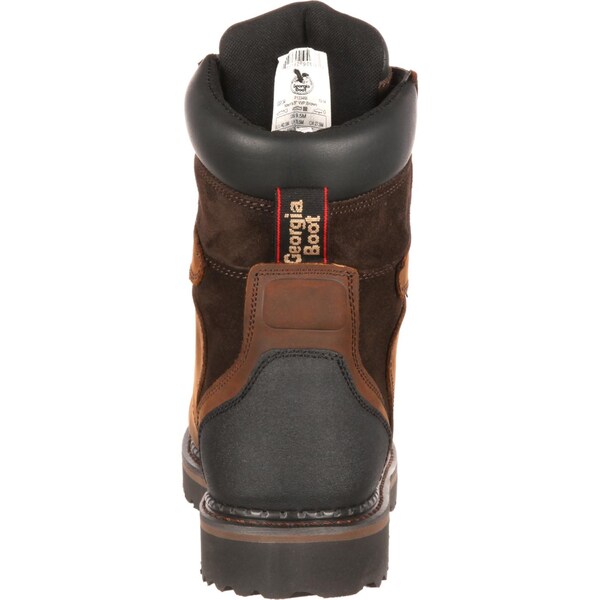 Georgia Boot Men's Waterproof Work Boot, 9.5 M, Steel Toe, 8 in H, Dark Brown, G9334 - G9334