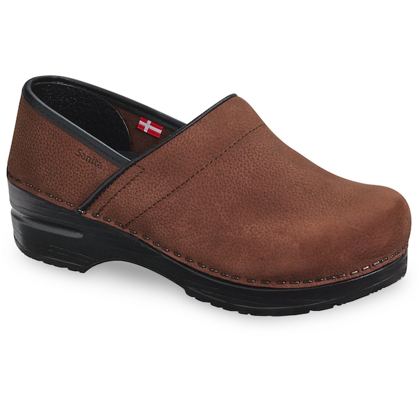 Sanita PROFESSIONAL Textured Oil Men's Closed Back Clog in Antique Brown, Size 9.5-10, PR - 450206M-078-44