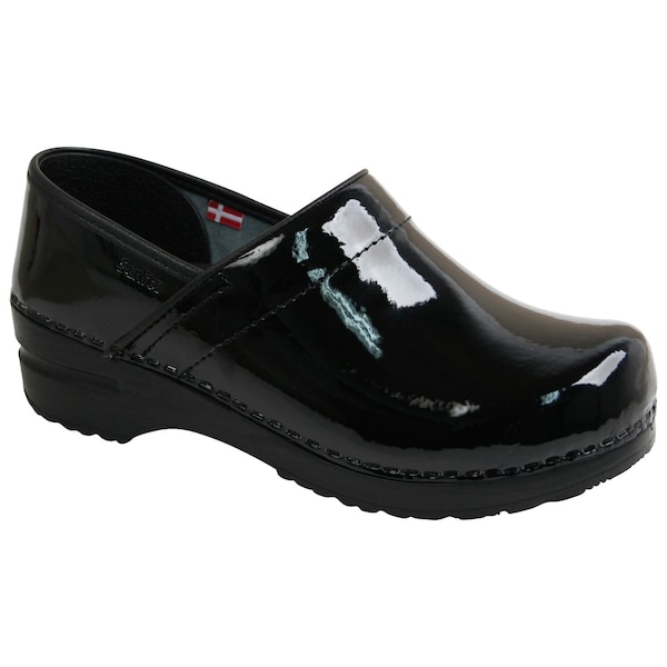 Sanita PROFESSIONAL Patent Leather Narrow Women's Closed Back Clog in Black, Size 8.5-9, PR - 457312W-002-40