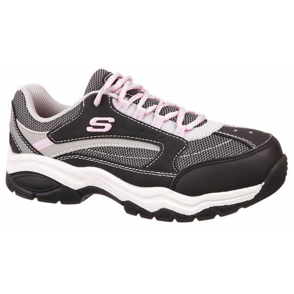 Skechers Women's Athletic Shoe, Steel Toe, Mesh, Synthetic Leather Upper, Rubber Outsole, Lace Up, 9 M - 76601 BKGY SIZE 9