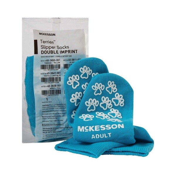 Mckesson Adult Slipper Socks, Teal, 96PK - 40-3828-001