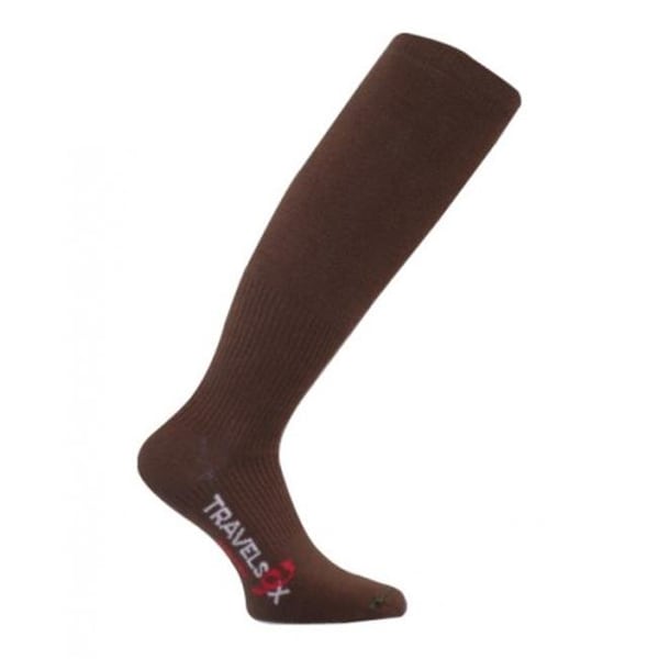 Travelsox Travelsox TS 1000 Patented Graduated Compression OTC Flight Travel Socks; Brown - Small - TS1000_BR_SM